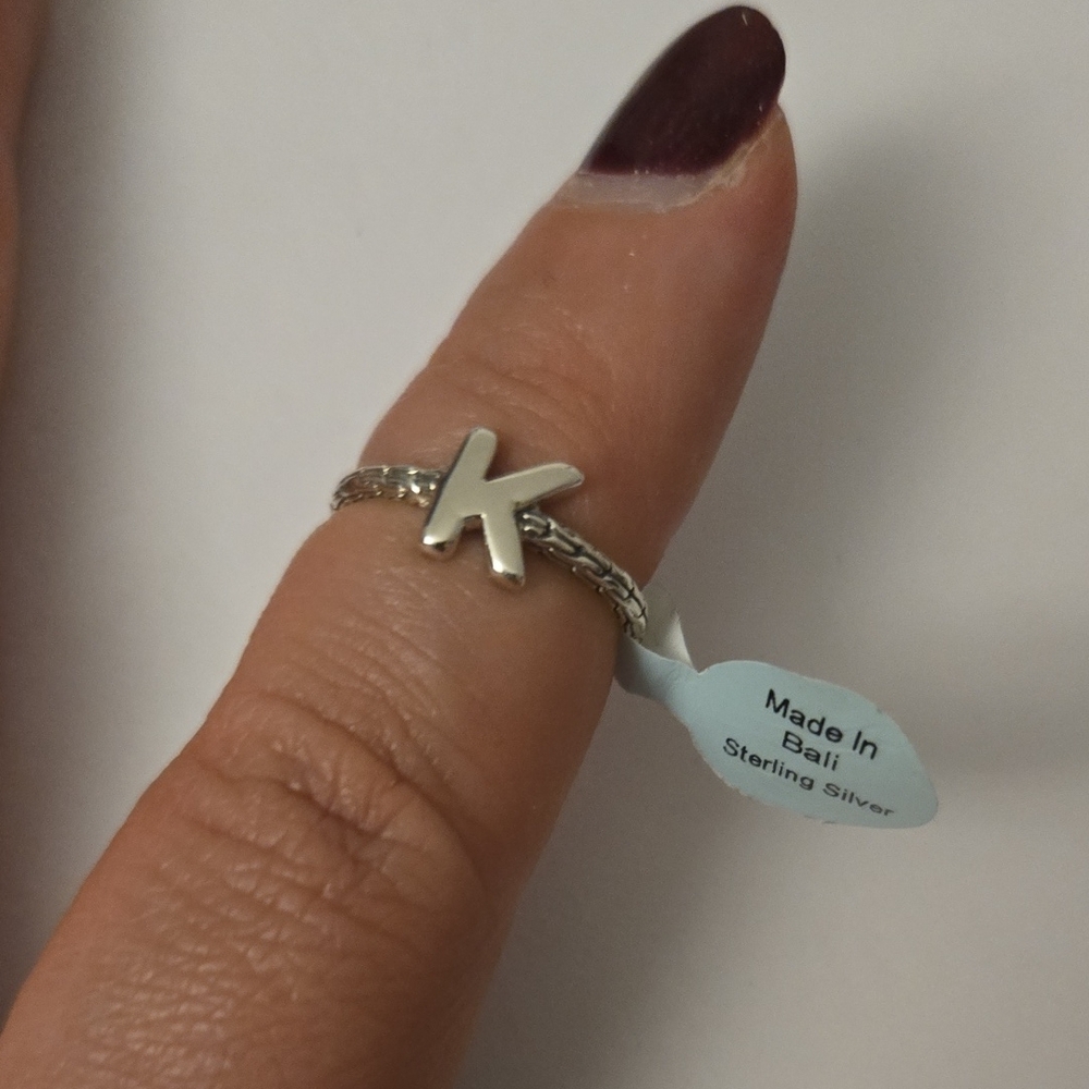 Silver Initial 'K' Ring - image 4